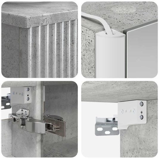 Baderomsinnredningssett 4 pcs Betonggrå Konstruert tre og glass