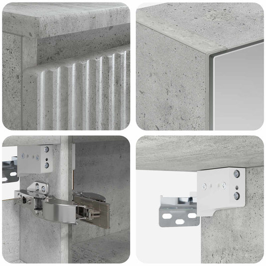 Baderomsinnredningssett 4 pcs Betonggrå Konstruert tre og glass