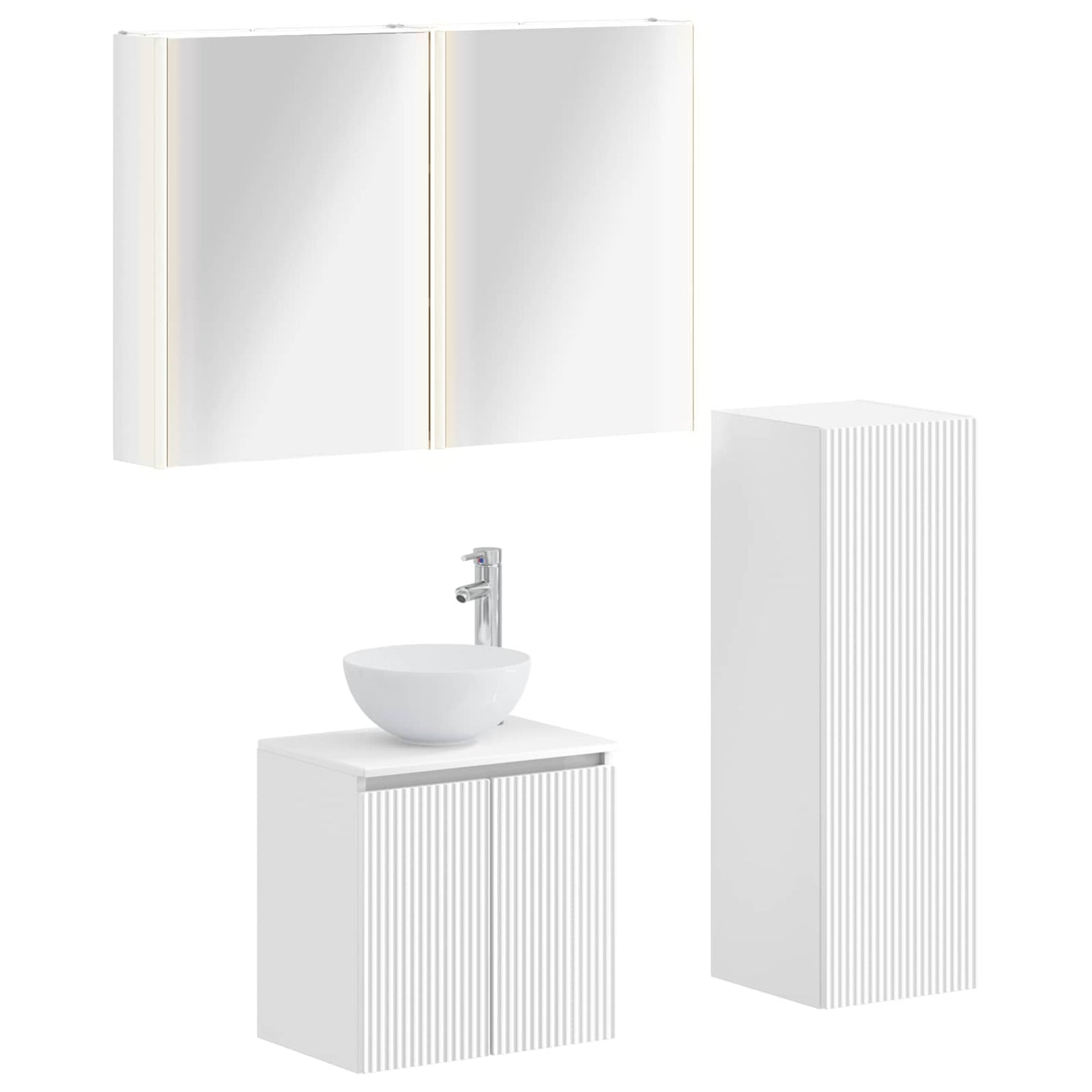 Baderomsinnredningssett 4 pcs Hvit Konstruert tre og glass