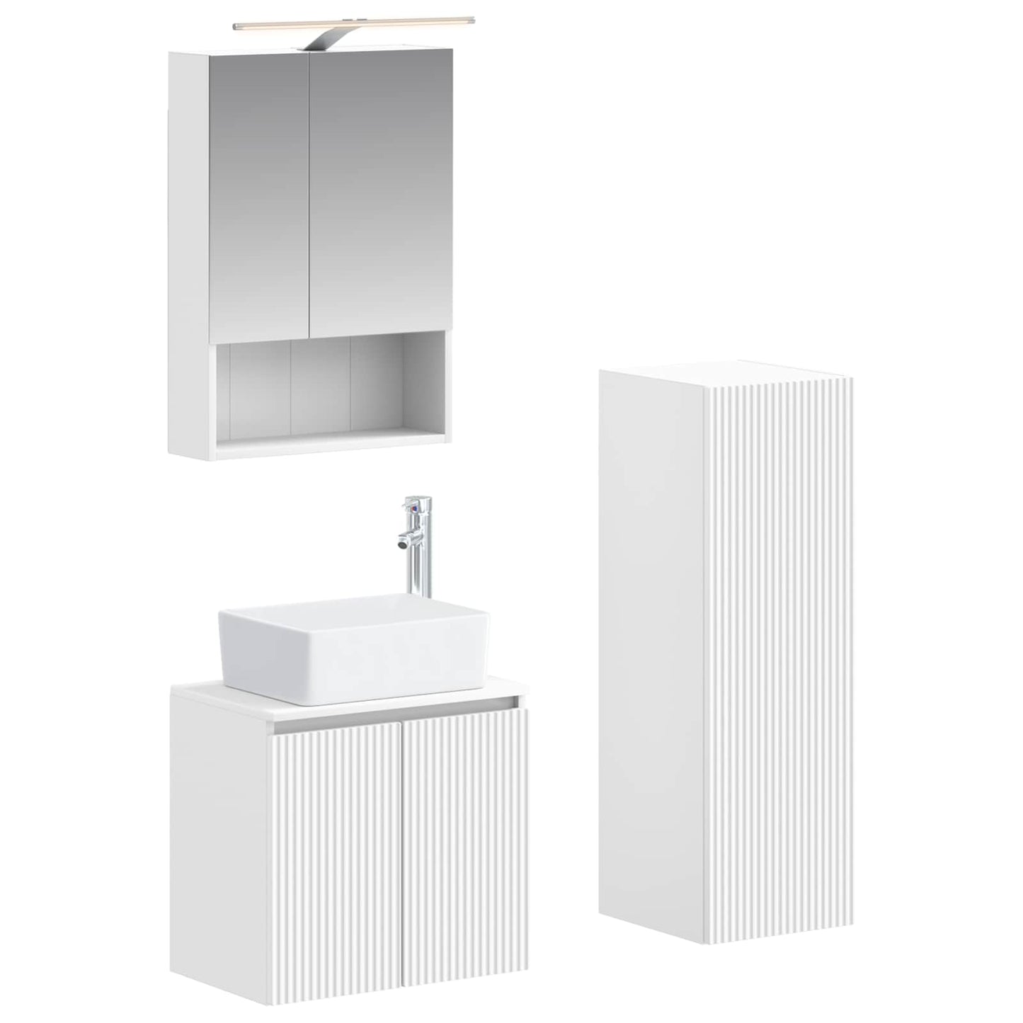 Baderomsinnredningssett 4 pcs Hvit Konstruert tre og glass