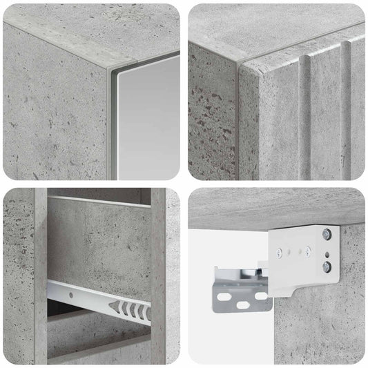 Baderomsinnredningssett 4 pcs Betonggrå Konstruert tre og glass