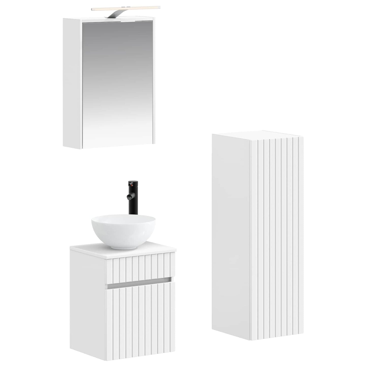 Baderomsinnredningssett 4 pcs Hvit Konstruert tre og glass