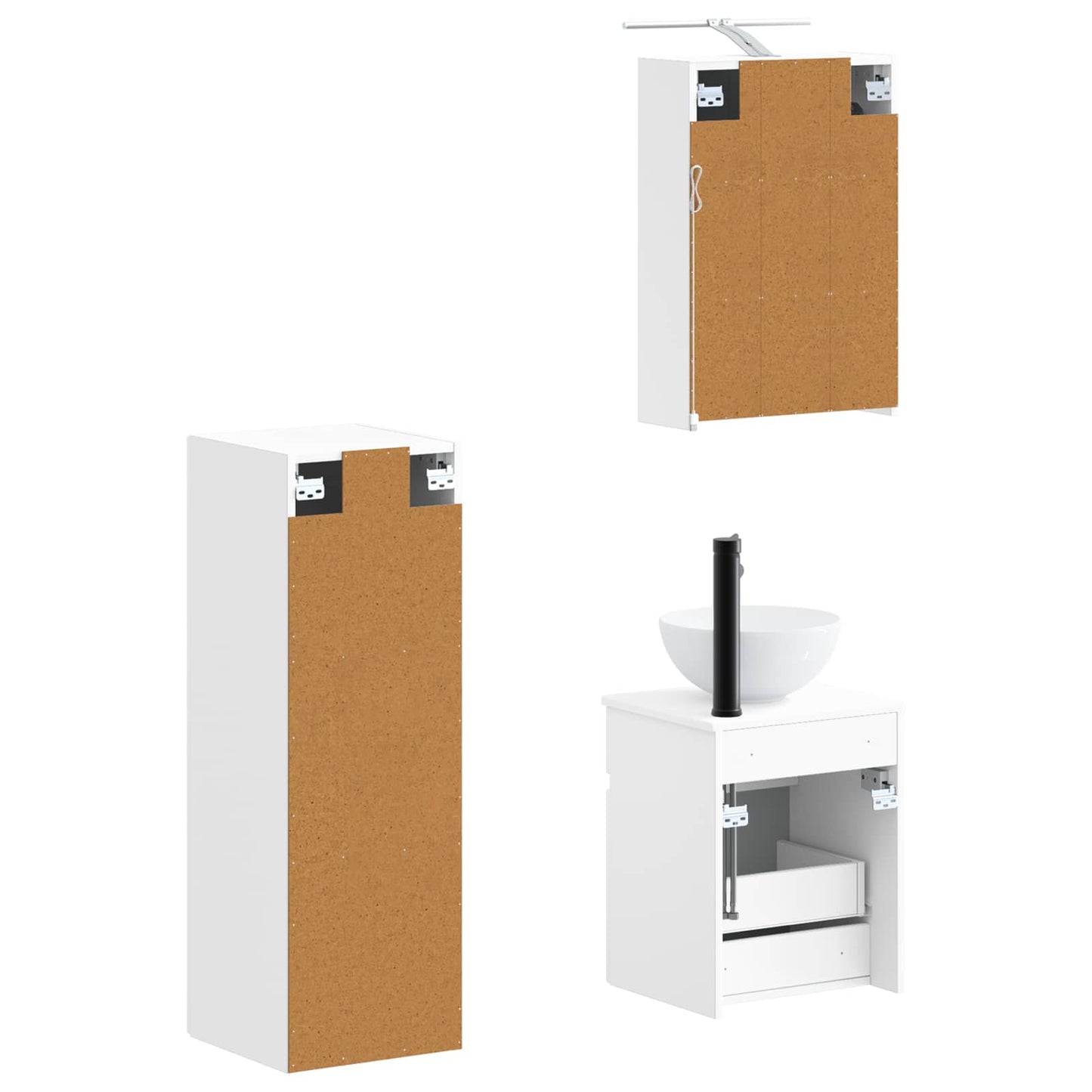 Baderomsinnredningssett 4 pcs Hvit Konstruert tre og glass