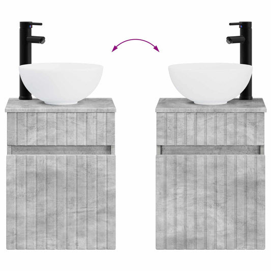Baderomsinnredningssett 4 pcs Betonggrå Konstruert tre og glass