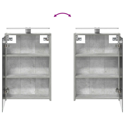 Baderomsinnredningssett 4 pcs Betonggrå Konstruert tre og glass