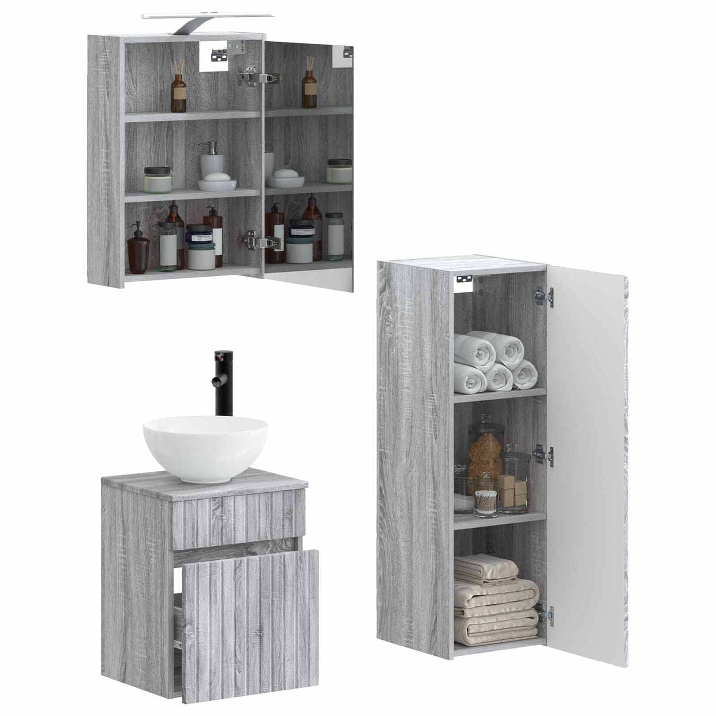 Baderomsinnredningssett 4 pcs Grå Sonoma