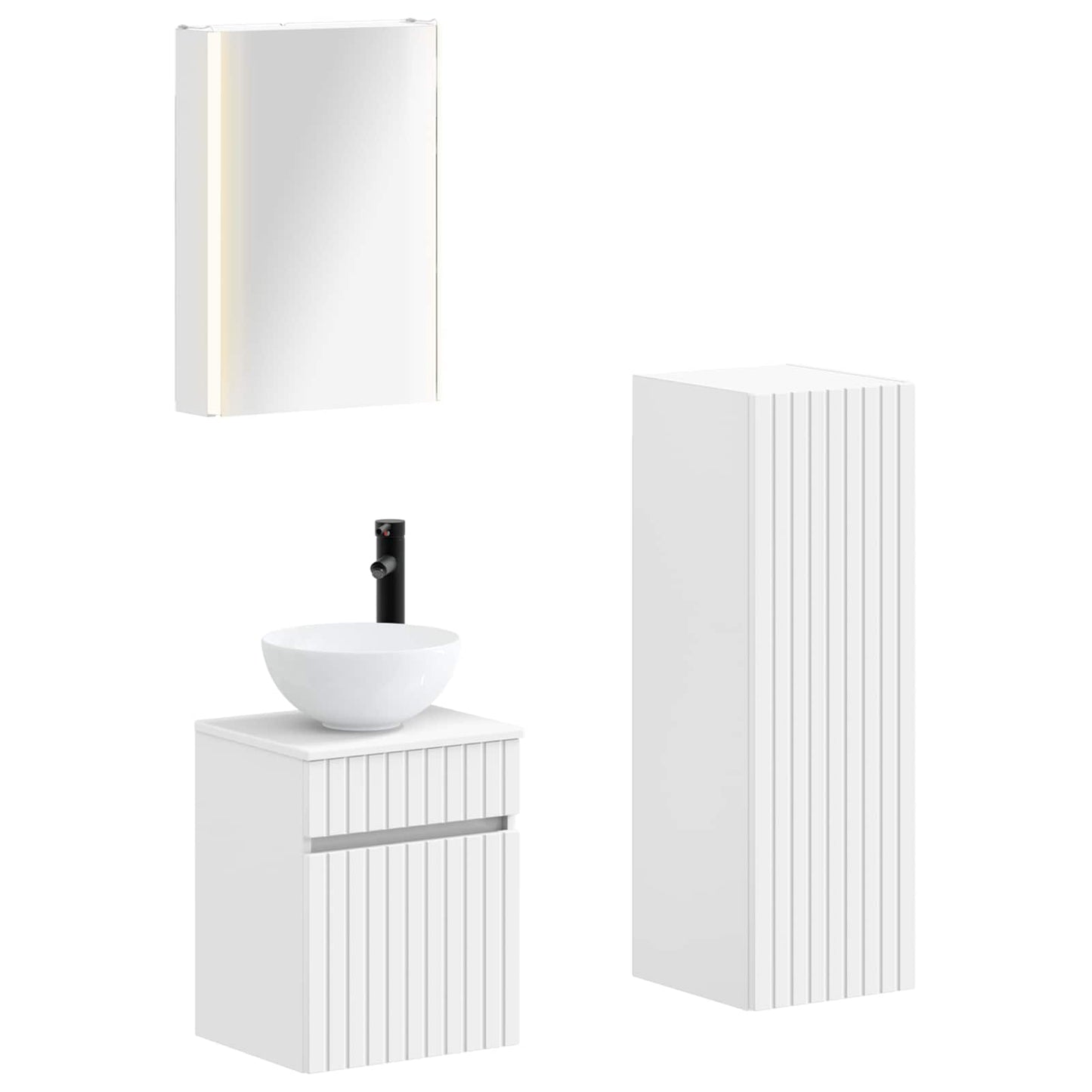 Baderomsinnredningssett 4 pcs Hvit Konstruert tre og glass