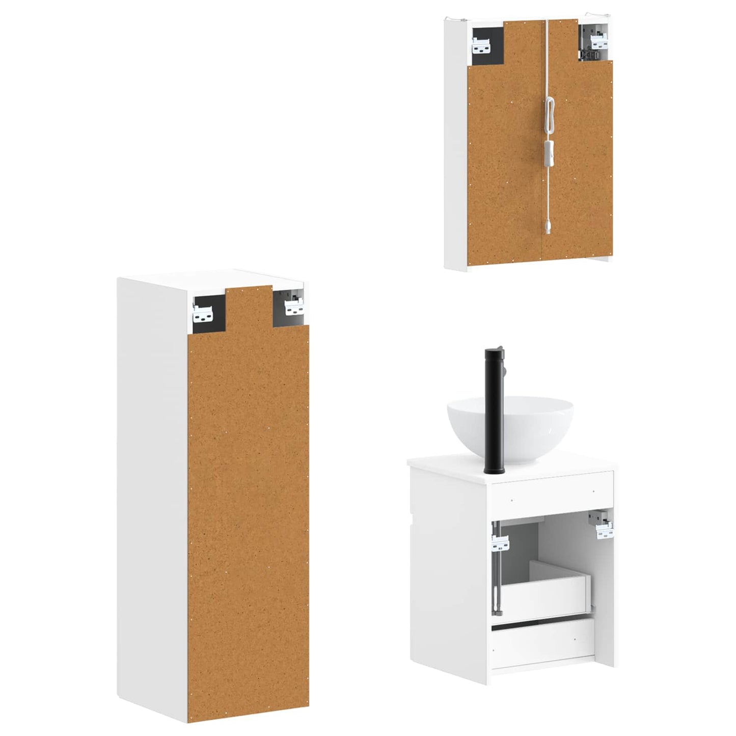 Baderomsinnredningssett 4 pcs Hvit Konstruert tre og glass