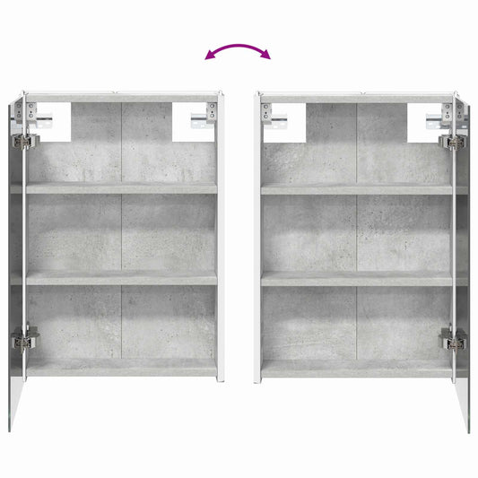 Baderomsinnredningssett 4 pcs Betonggrå Konstruert tre og glass