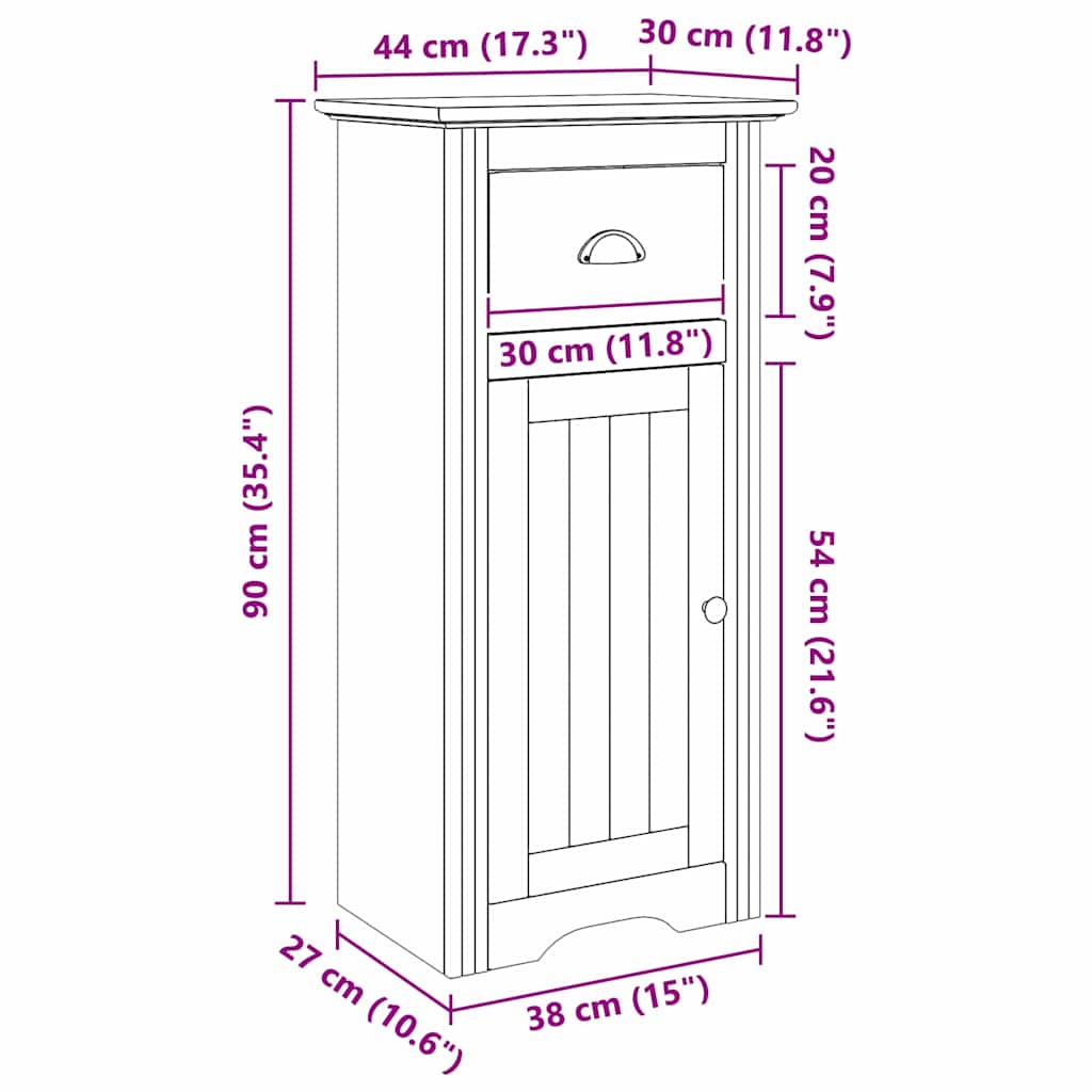Baderomsskap BODO Honning brun 44 x 30 x 90 cm Konstruert tre vidaXL