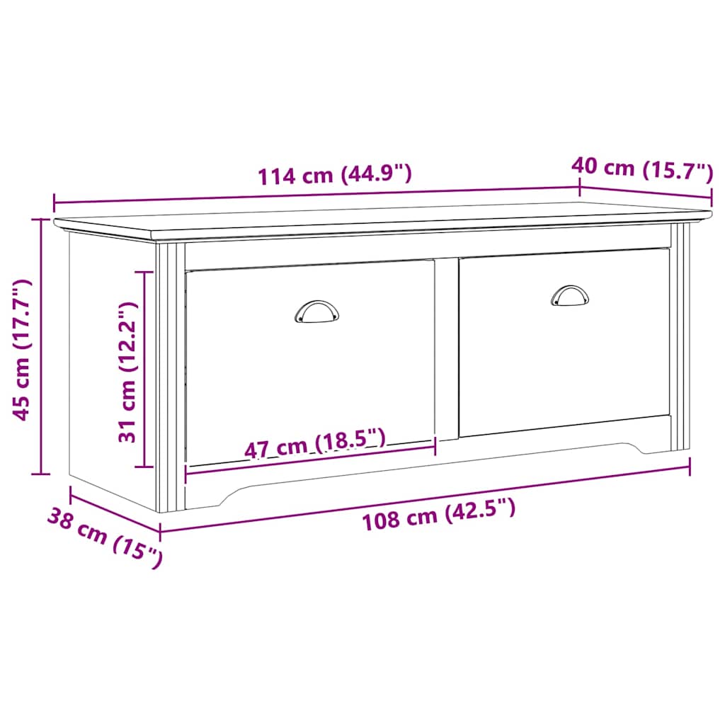 Gangbenk BODO Honning brun 118 x 40 x 50 cm Konstruert tre