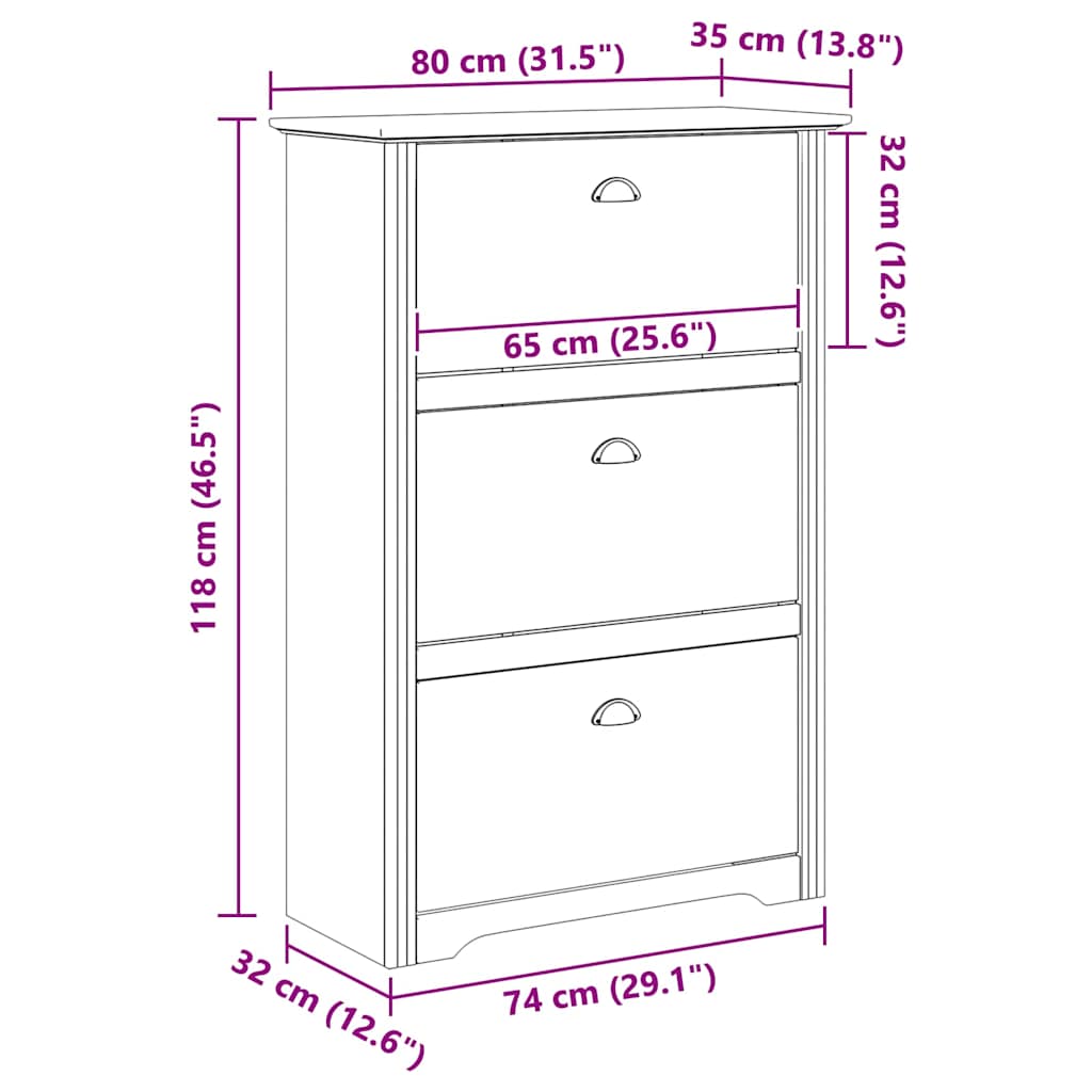 Sko Hylle BODO Honning brun 80 x 35 x 118 cm Konstruert tre