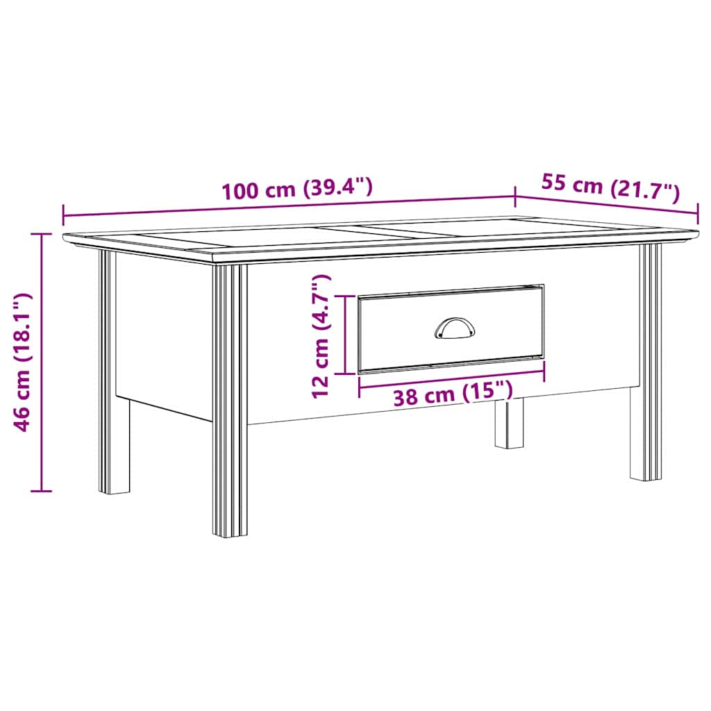 Kaffebord BODO Honning brun 100 x 55 x 45,8 cm Konstruert tre vidaXL