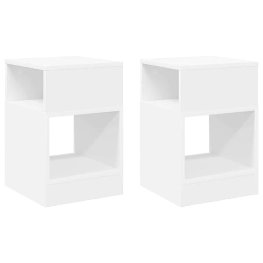 Avlastningsbord 2 pcs Hvit 30,5 x 30 x 45 cm Konstruert tre