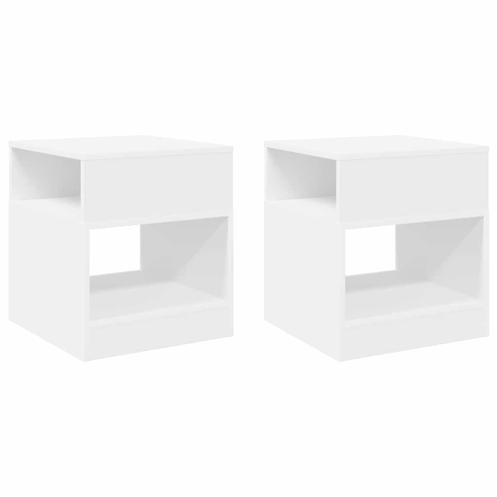 Avlastningsbord 2 pcs Hvit 40,5 x 40 x 45 cm Konstruert tre