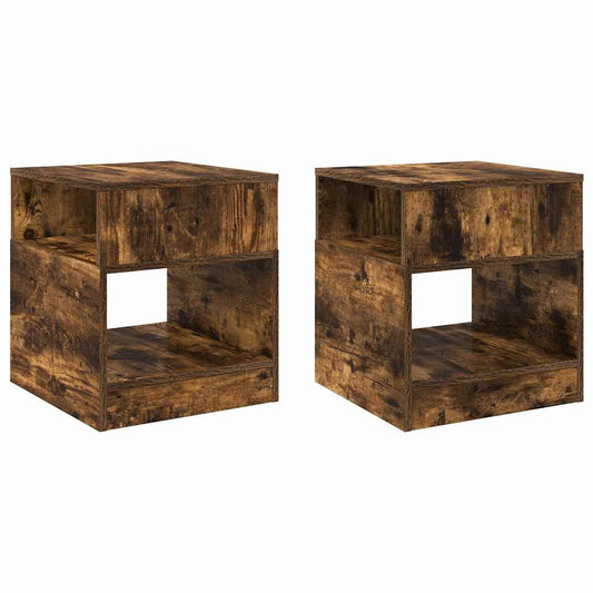 Avlastningsbord 2 pcs Røkt eik 40,5 x 40 x 45 cm Konstruert tre