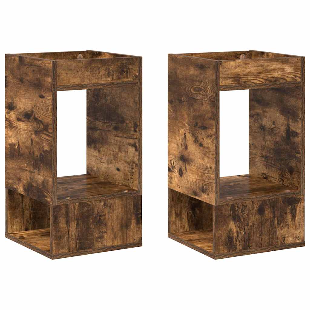 Avlastningsbord 2 pcs Røkt eik 30 x 30 x 56 cm Konstruert tre