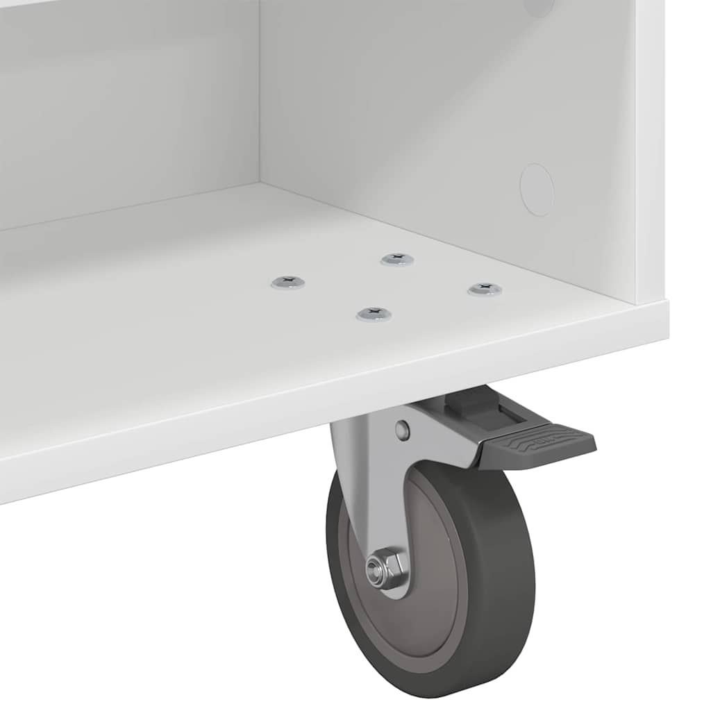 Sidebord med hjul Hvit 90 x 50 x 30 cm Konstruert tre