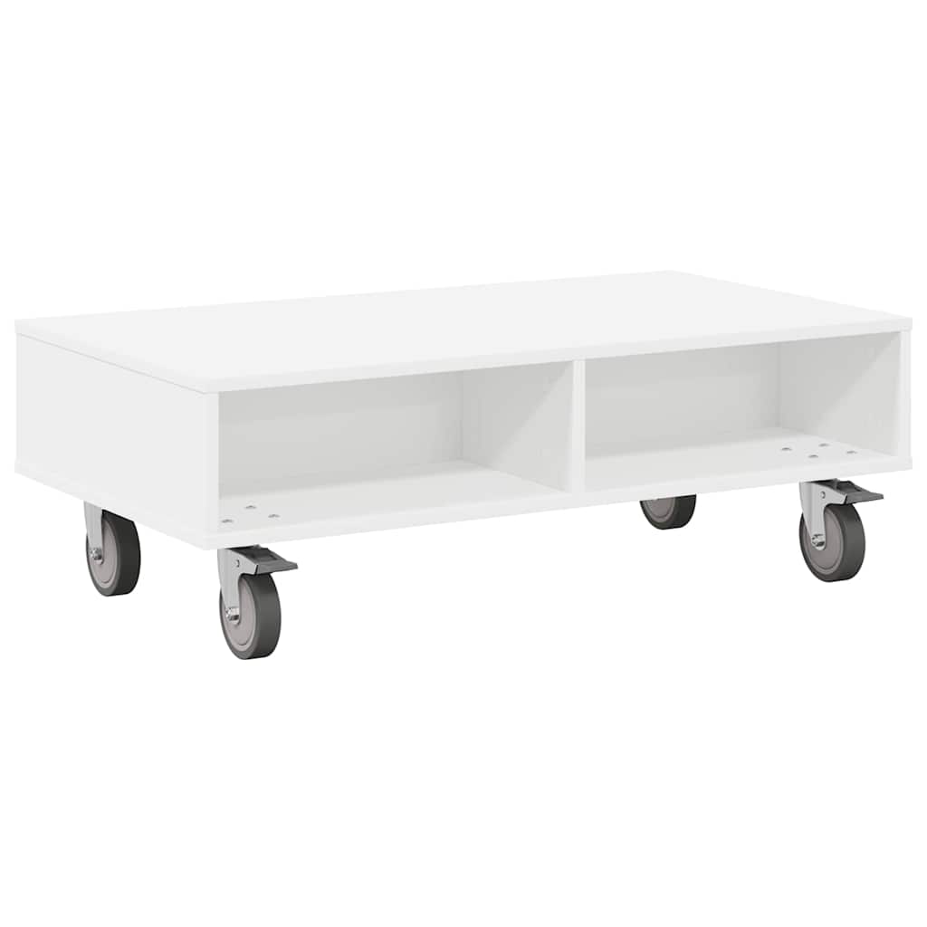 Sidebord med hjul Hvit 90 x 50 x 30 cm Konstruert tre