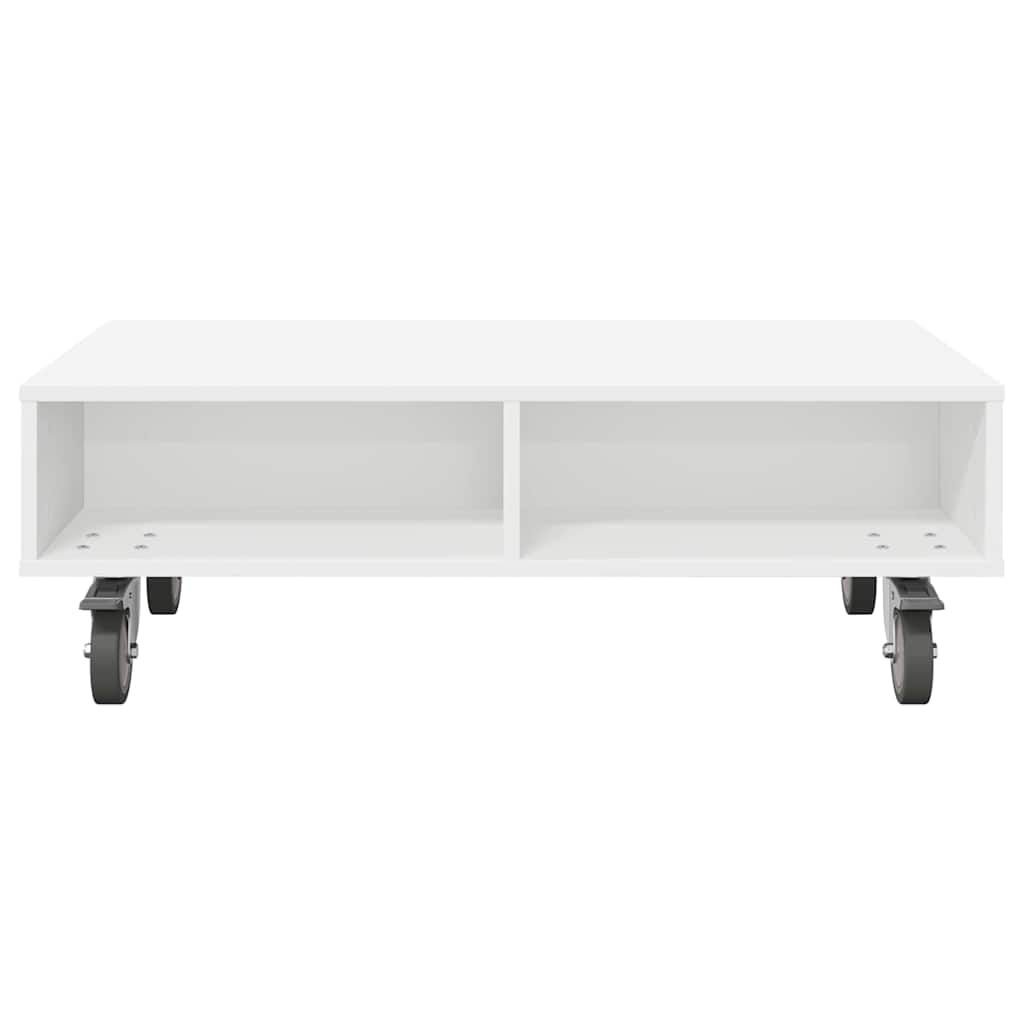 Sidebord med hjul Hvit 90 x 50 x 30 cm Konstruert tre