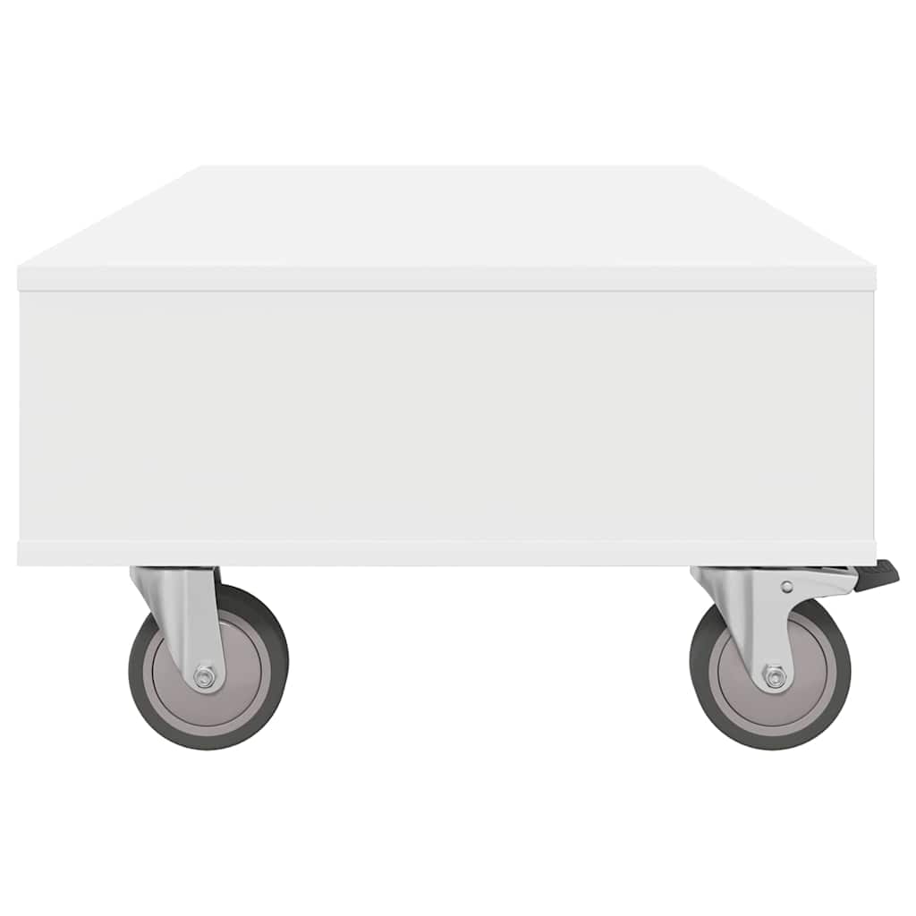 Sidebord med hjul Hvit 90 x 50 x 30 cm Konstruert tre