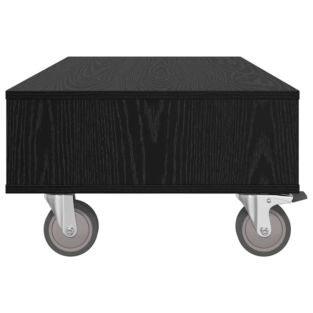 Sidebord med hjul Svart Eik 90 x 50 x 30 cm Konstruert tre