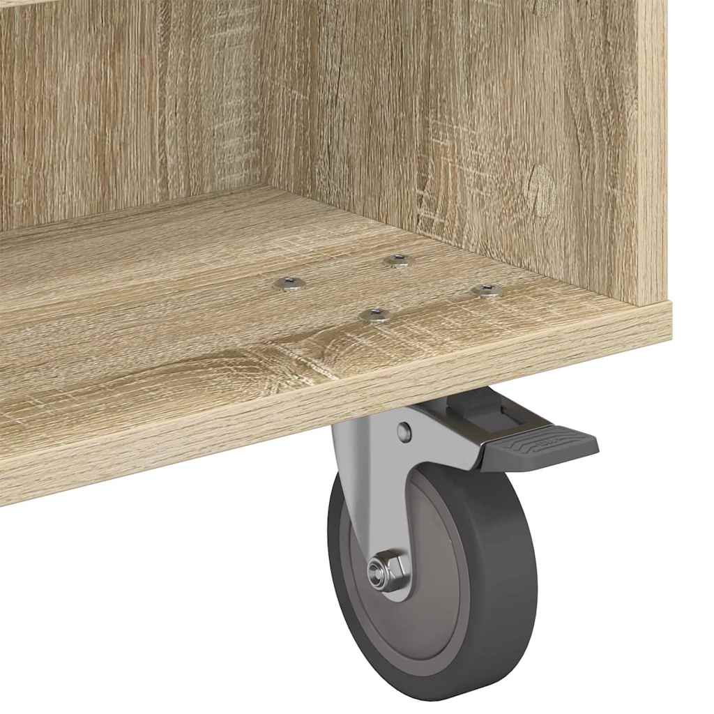 Sidebord med hjul Sonoma eik 90 x 50 x 30 cm Konstruert tre