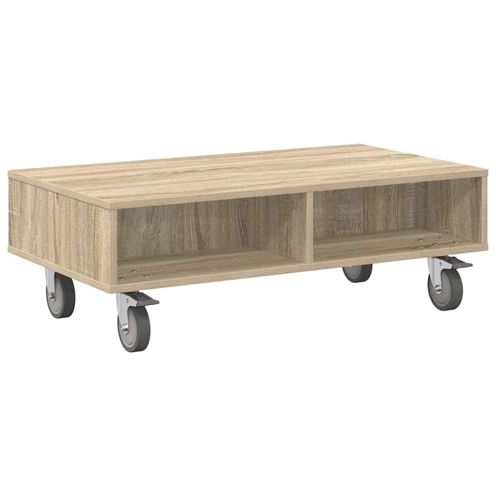 Sidebord med hjul Sonoma eik 90 x 50 x 30 cm Konstruert tre