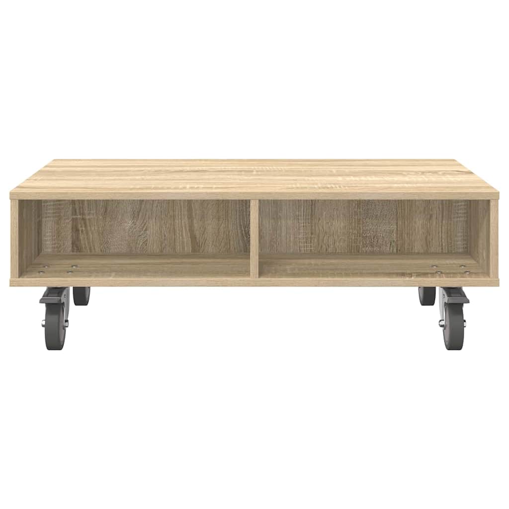 Sidebord med hjul Sonoma eik 90 x 50 x 30 cm Konstruert tre