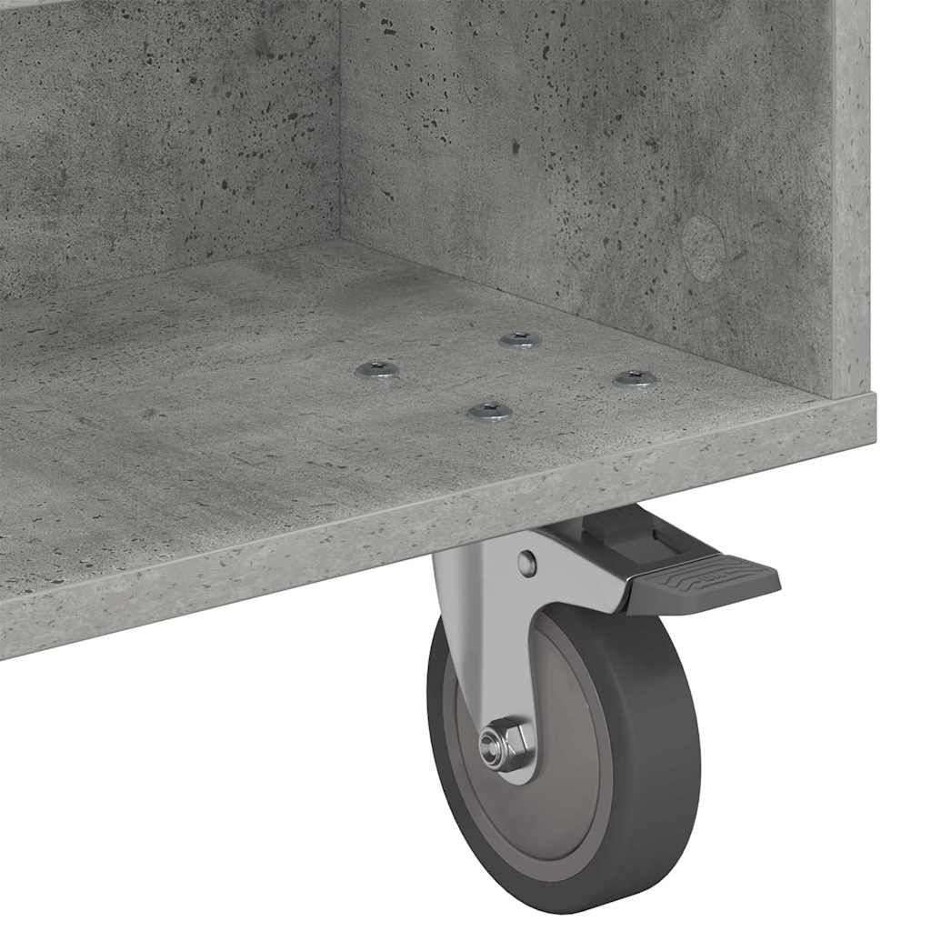 Sidebord med hjul Betonggrå 90 x 50 x 30 cm Konstruert tre