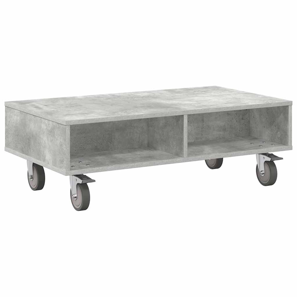 Sidebord med hjul Betonggrå 90 x 50 x 30 cm Konstruert tre