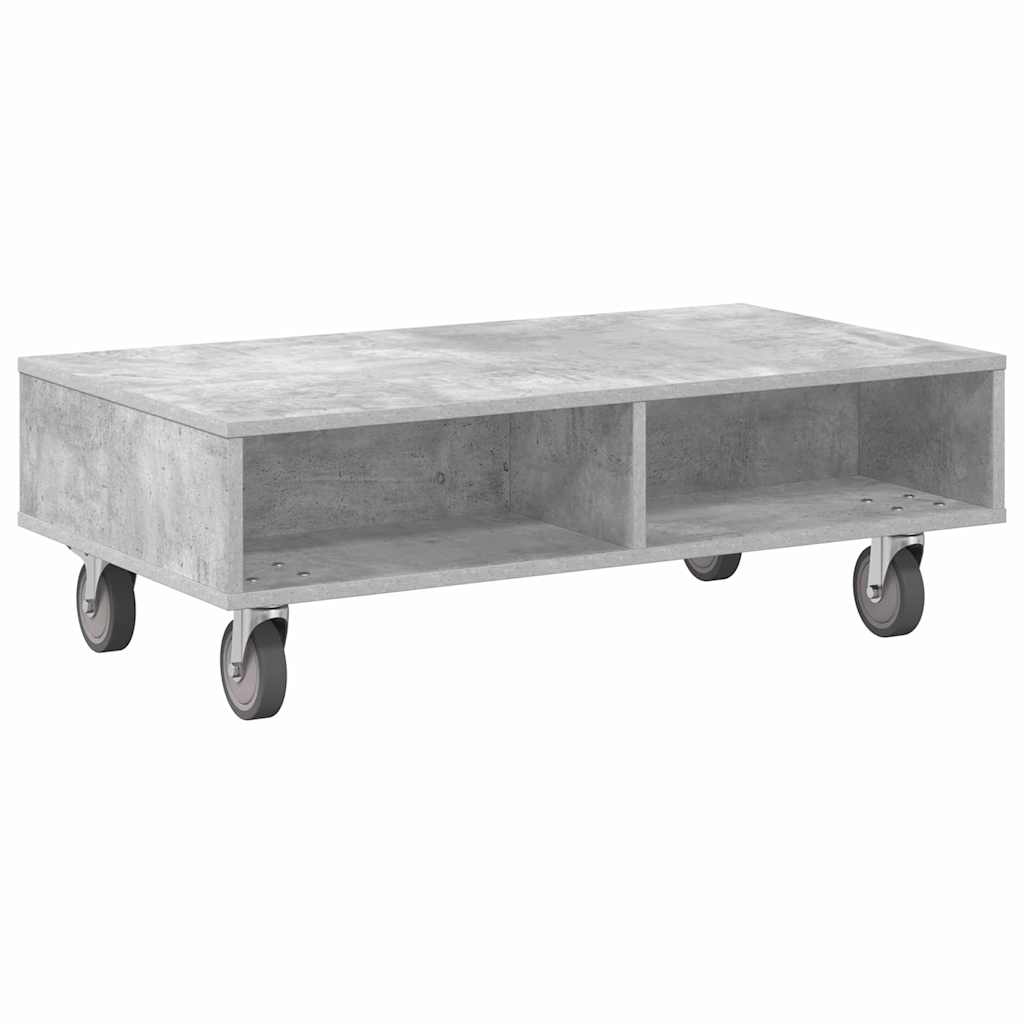 Sidebord med hjul Betonggrå 90 x 50 x 30 cm Konstruert tre