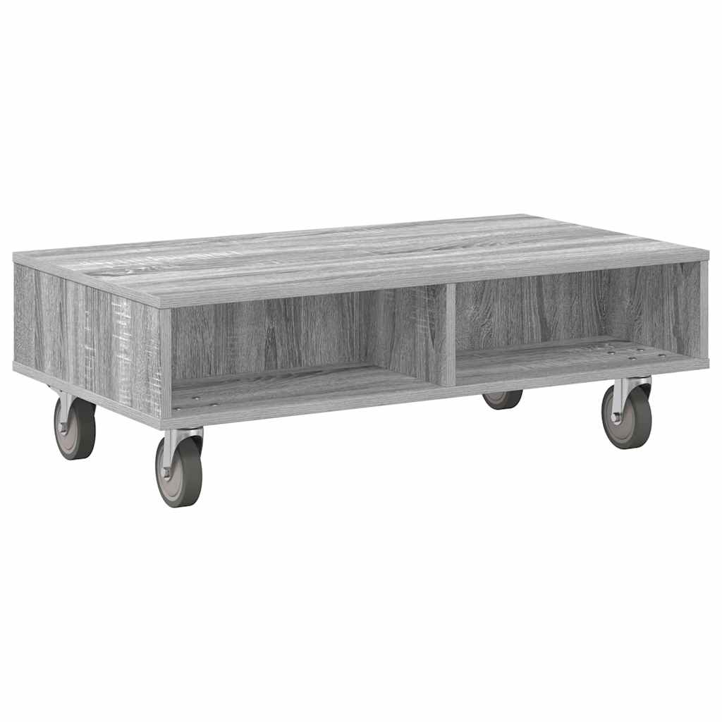 Sidebord med hjul Grå Sonoma 90 x 50 x 30 cm Konstruert tre