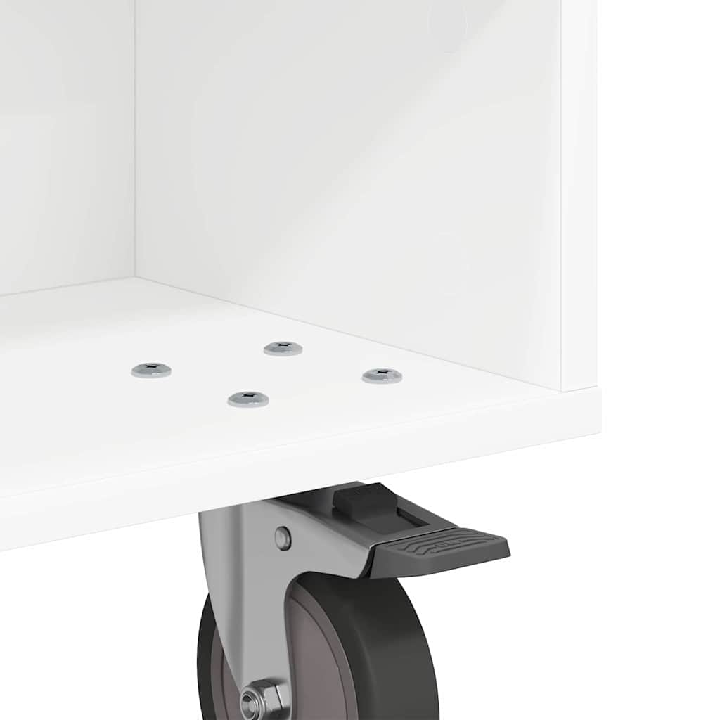 Sidebord med hjul Hvit 50,5 x 50 x 30 cm Konstruert tre