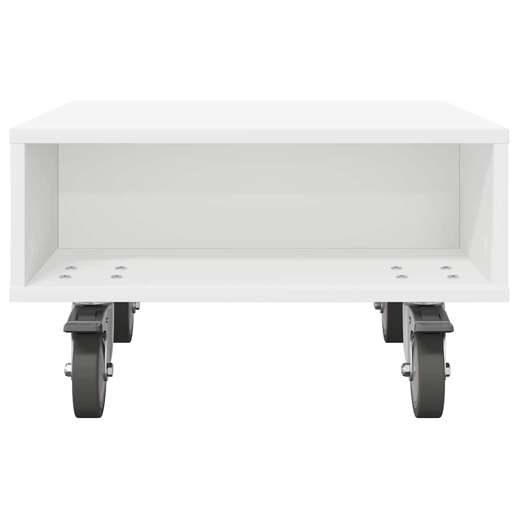 Sidebord med hjul Hvit 50,5 x 50 x 30 cm Konstruert tre