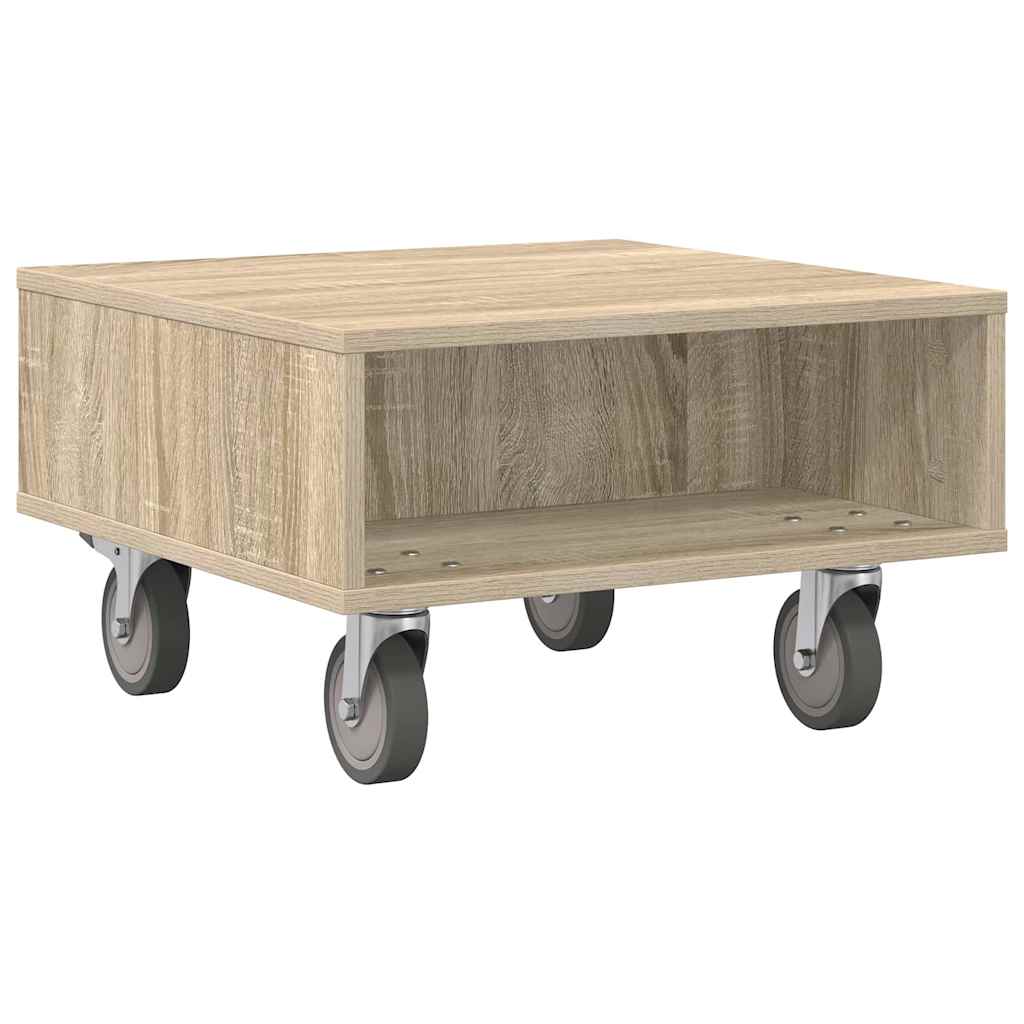 Sidebord med hjul Sonoma eik 50,5 x 50 x 30 cm Konstruert tre