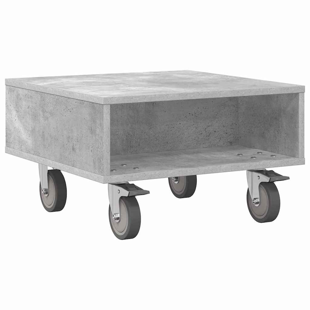 Sidebord med hjul Betonggrå 50,5 x 50 x 30 cm Konstruert tre