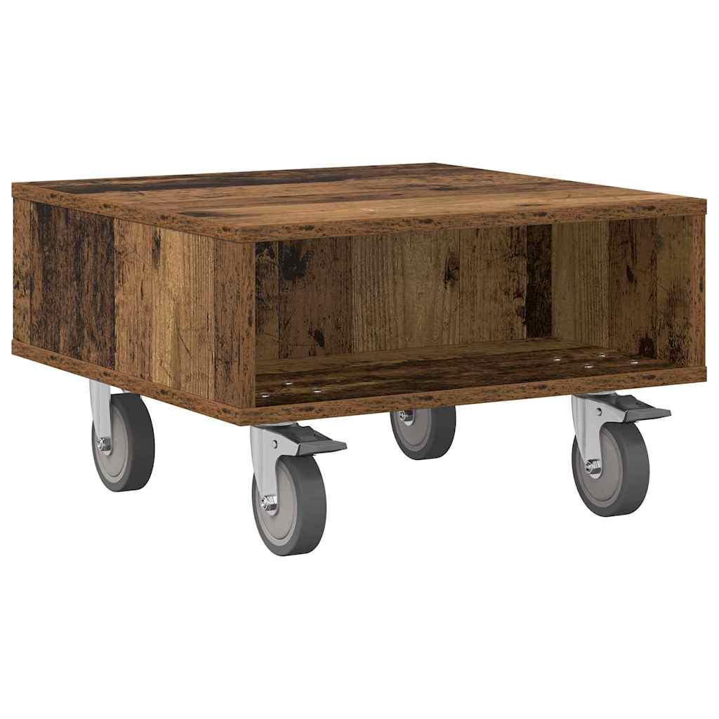 Sidebord med hjul Gammelt tre 50,5 x 50 x 30 cm Konstruert tre