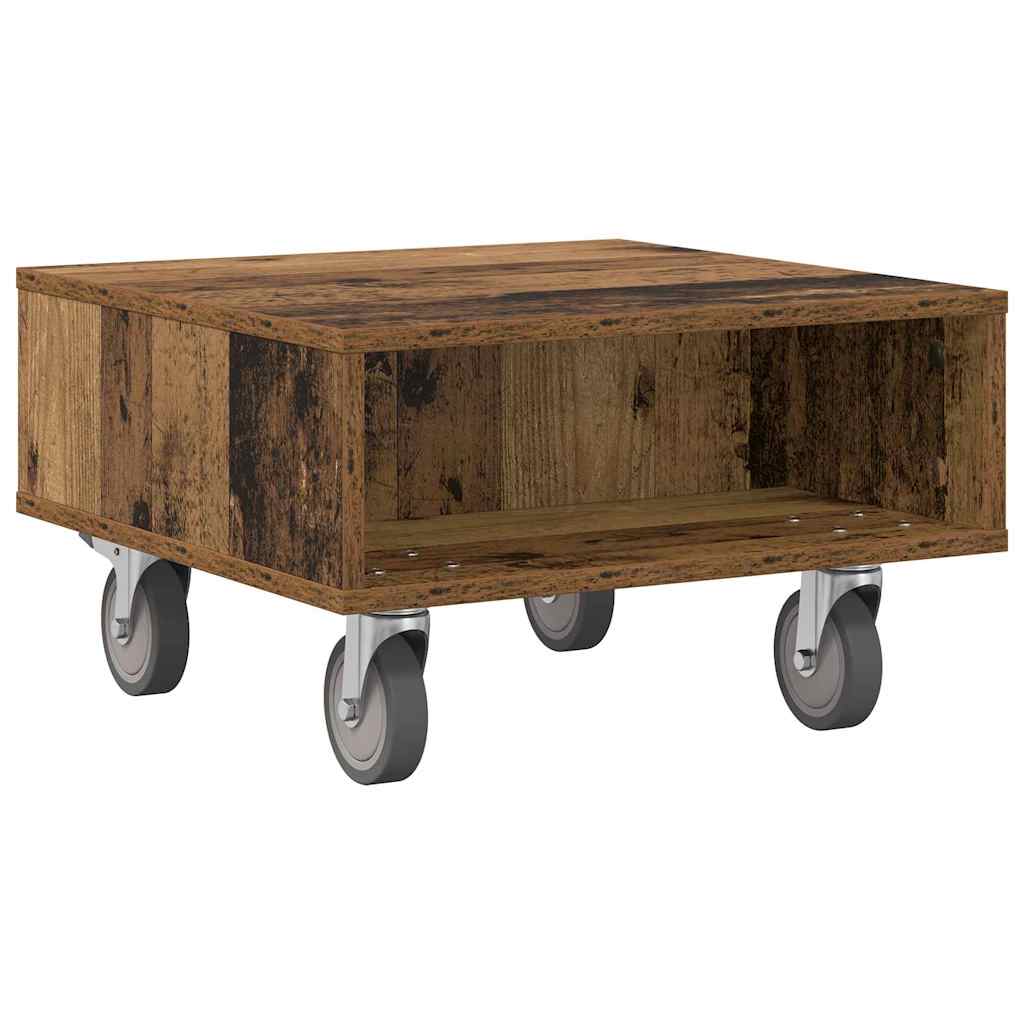 Sidebord med hjul Gammelt tre 50,5 x 50 x 30 cm Konstruert tre