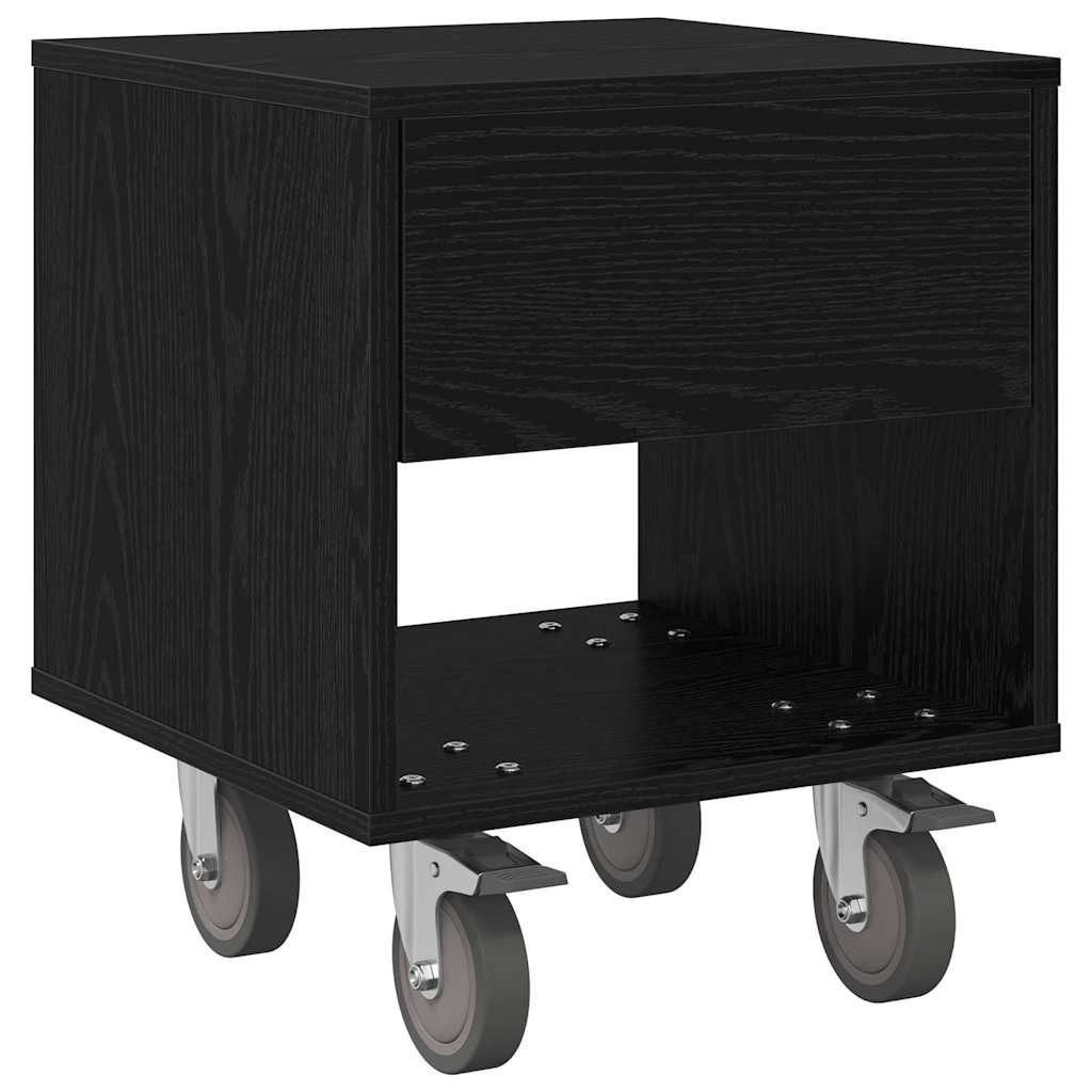 Nattbord 2 pcs Svart Eik 40,5 x 40 x 48 cm Konstruert tre