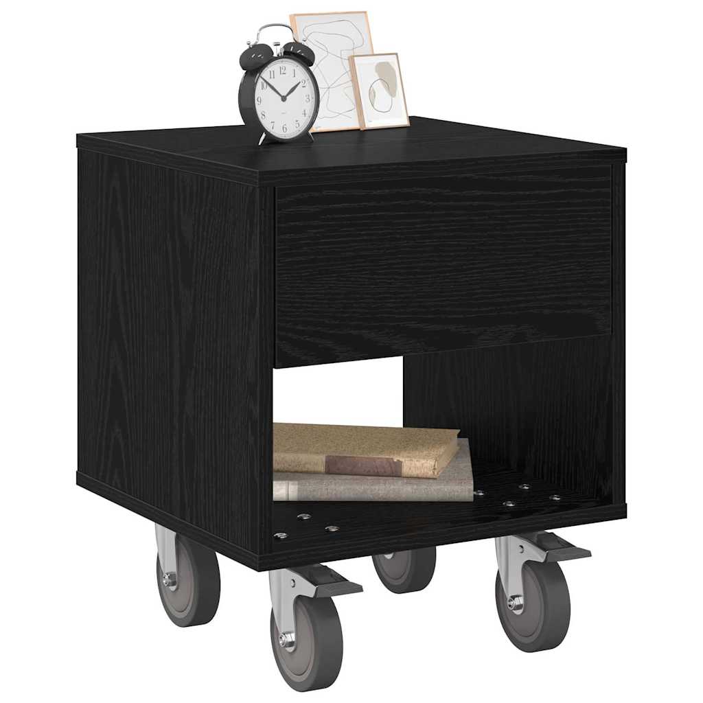Nattbord 2 pcs Svart Eik 40,5 x 40 x 48 cm Konstruert tre
