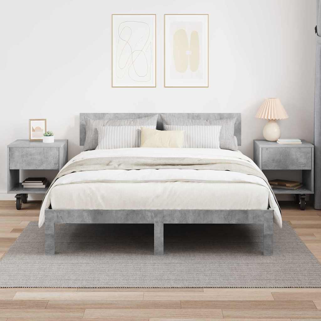 Nattbord 2 pcs Betonggrå 40,5 x 40 x 48 cm Konstruert tre