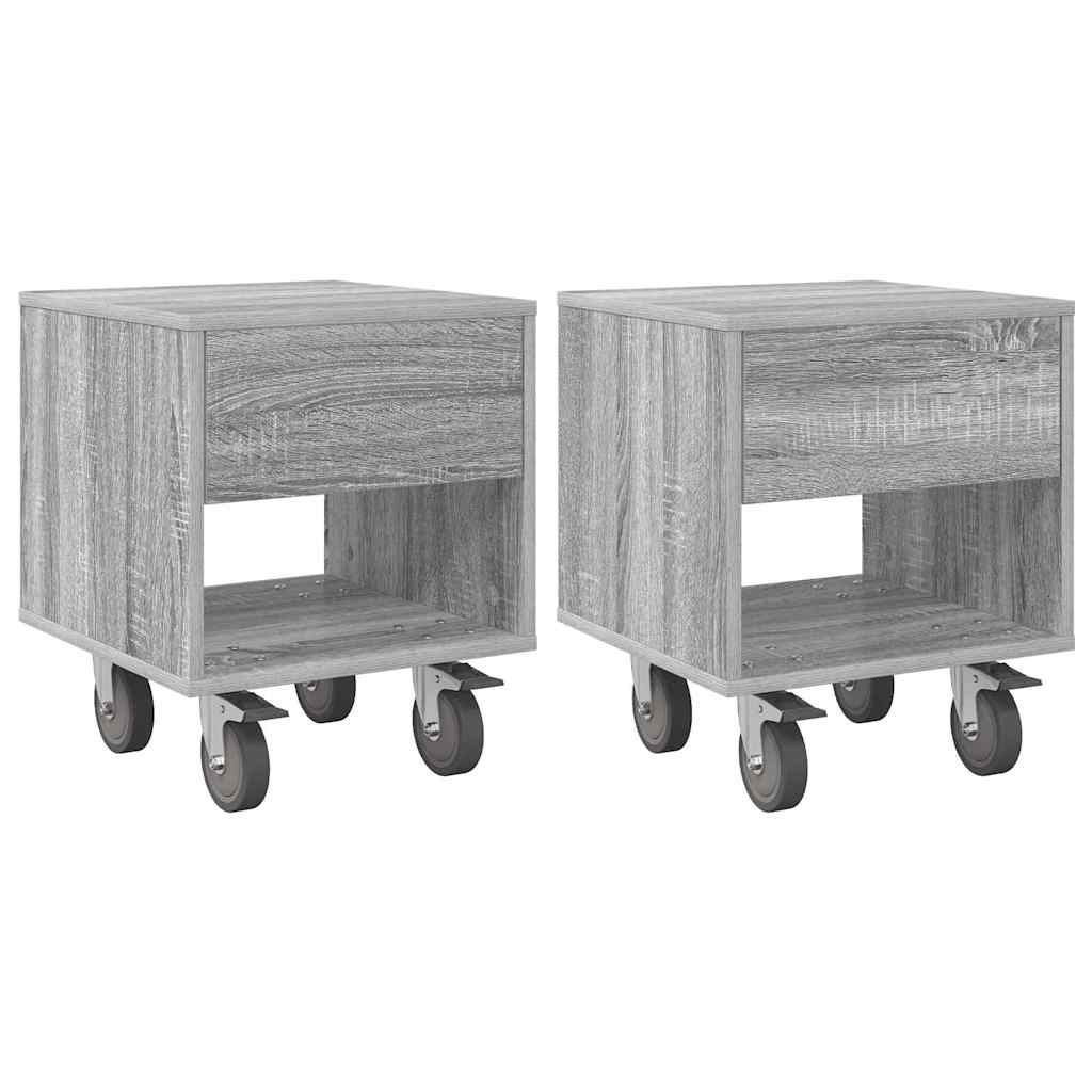 Nattbord 2 pcs Grå Sonoma 40,5 x 40 x 48 cm Konstruert tre