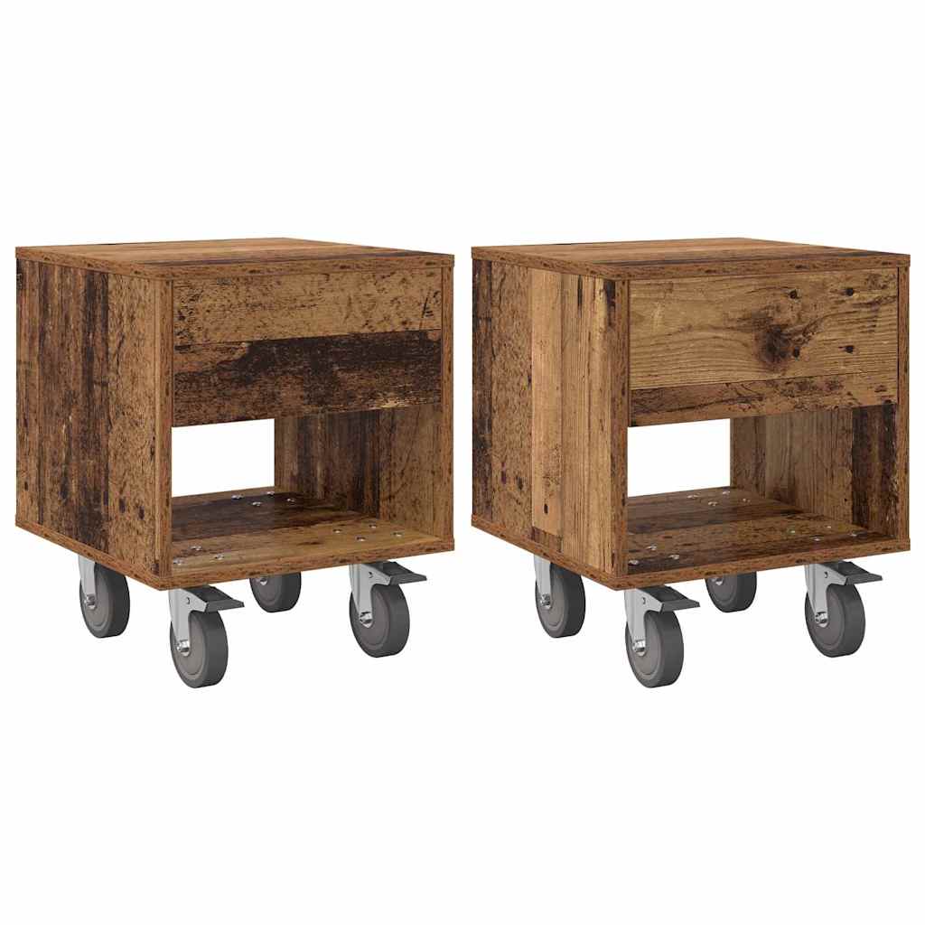 Nattbord 2 pcs Gammelt tre 40,5 x 40 x 48 cm Konstruert tre
