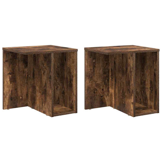 Avlastningsbord 2 pcs Røkt eik 37 x 32 x 40 cm Konstruert tre