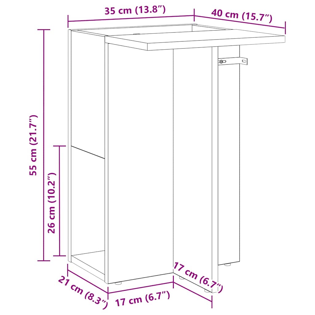 Avlastningsbord Svart Eik 35 x 40 x 55 cm Konstruert tre