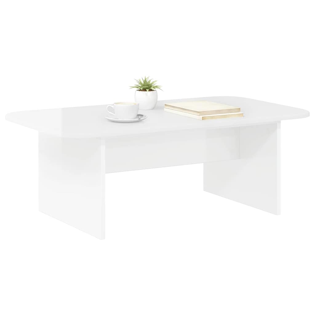 Kaffebord Høyglanset hvit 93 x 53 x 33 cm Konstruert tre