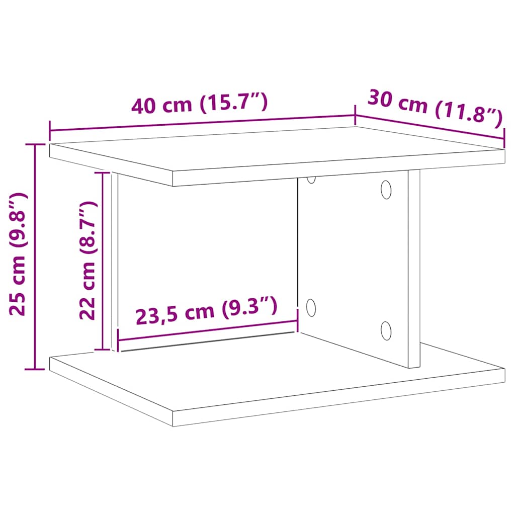 Nattbord Betonggrå 40 x 30 x 25 cm Konstruert tre