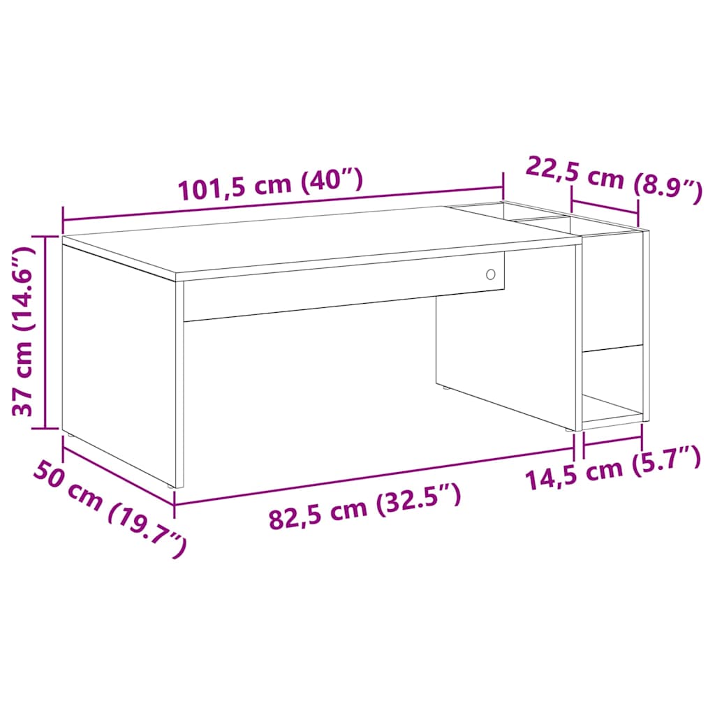 Kaffebord Svart Eik 101,5 x 50 x 37 cm Konstruert tre