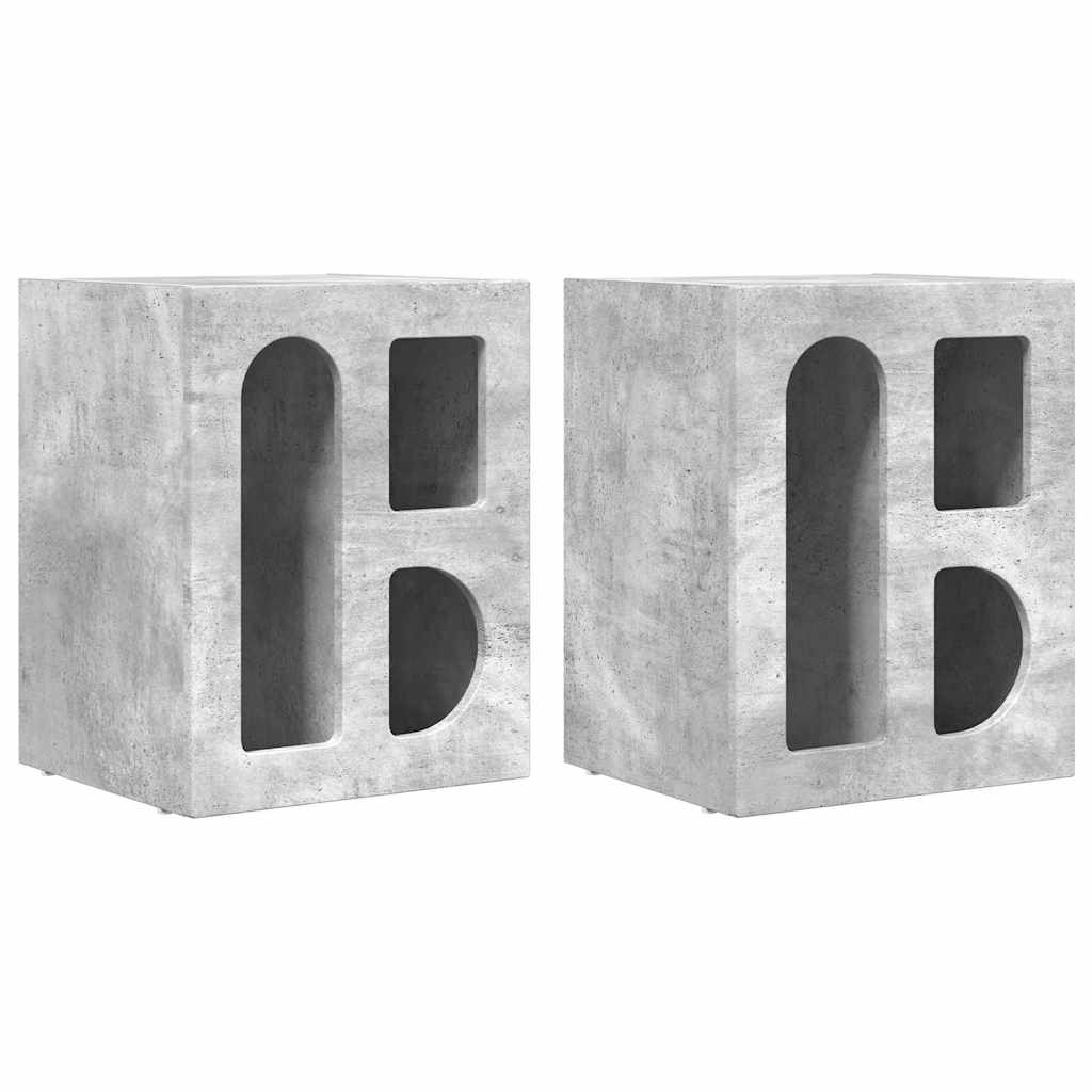 Nattbord ELST 2 stk. Betonggrå 40 x 35 x 50 cm Konstruert tre
